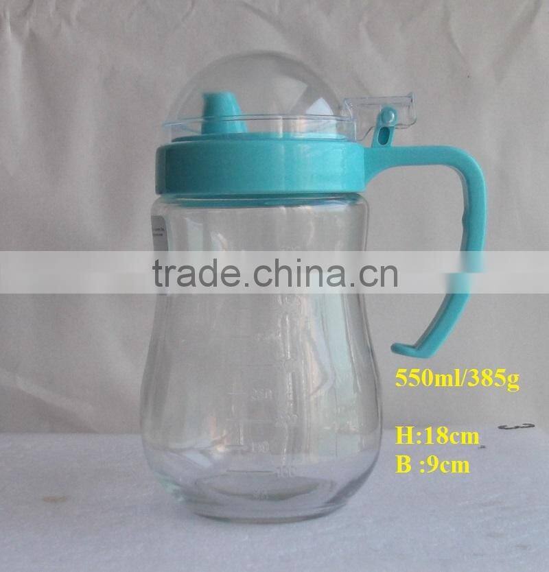 550ml 18oz Kitchen use Glass oil bottle vinegar jar with plastic lid