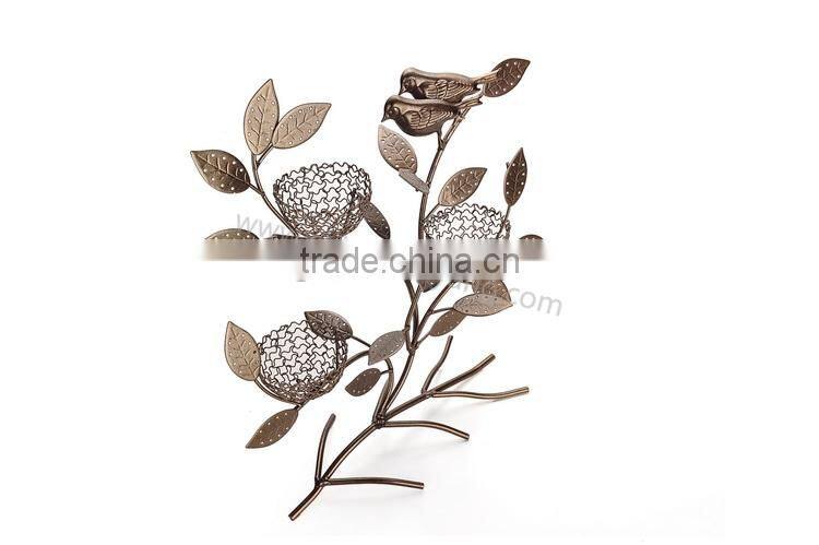 Metal jewelry tree display stand with 3 bird nest