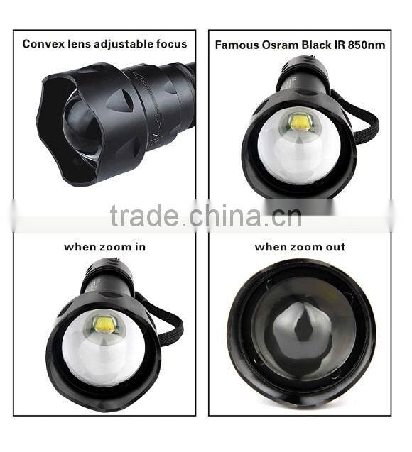 ir led flashlight torch zoom osram 850nm