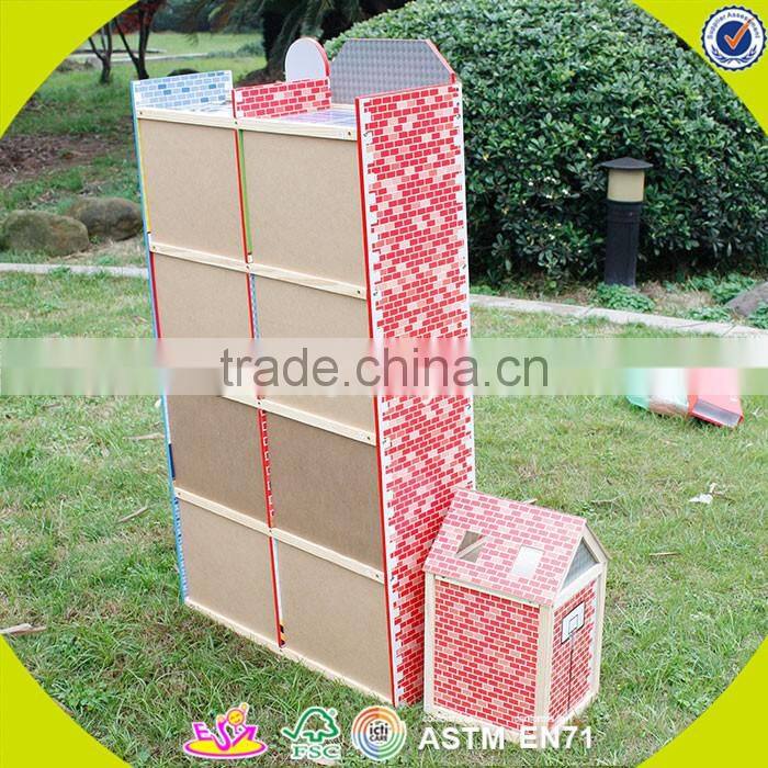 2017 new design pretend toy kids wooden model doll house W06A138