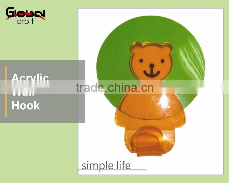 Home Organization Waterproof Reusable Bear Acrylic Wall Hooks