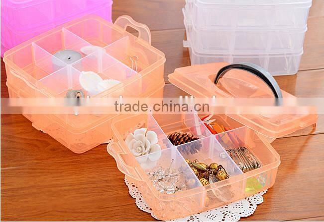 3 layer 18 apartment cheap plastic makeup palstic storage box with lids and handle/custom plastic storage box/plastic box