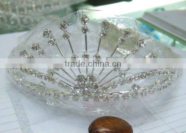 silver fashion rhinestone crystal jeweled hair crown women hair accessories tiaras
