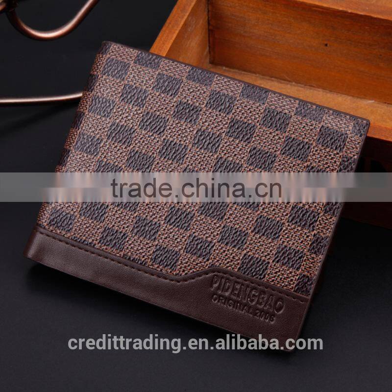 Latticed leather wallet for men