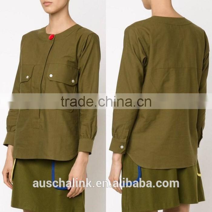 new arrival khaki patch pocket fancy casual shirt OEM service