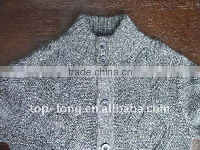 Jacquard Cardigan knitwear man sweater of 27%wool