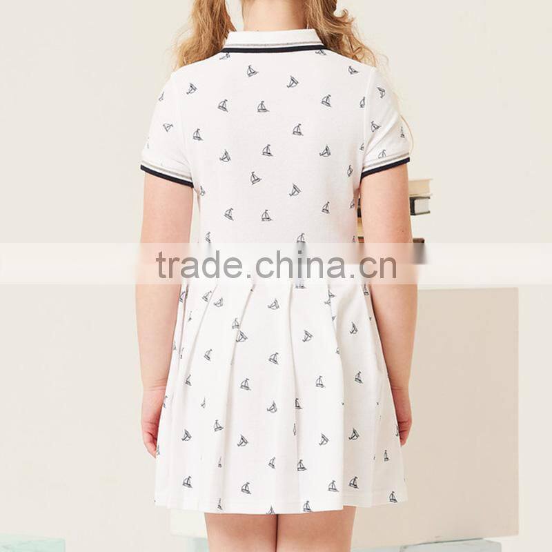 New summer school girls' one-piece dress 2017 stamp short sleeve dress