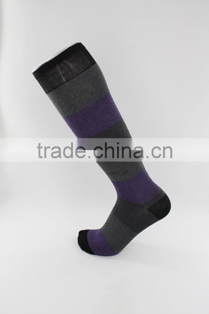 European size Melanged cotton yarn Wide Strip knee high socks women