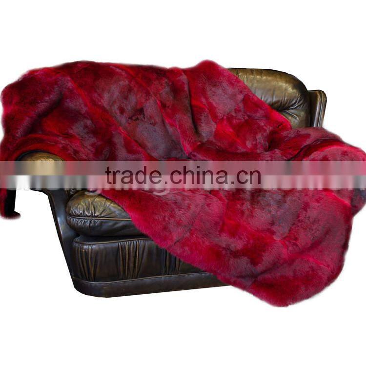 CX-D-08G Nice Good Quality Custom Made Genuine Rabbit Fur Throw Blanket