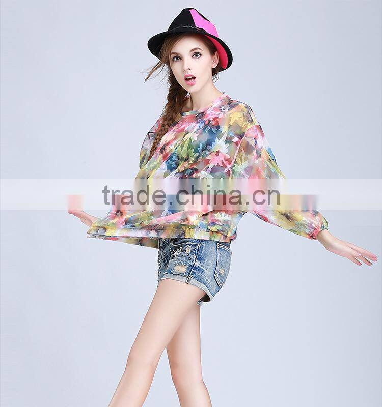 Hot sale summer new applique printed tops