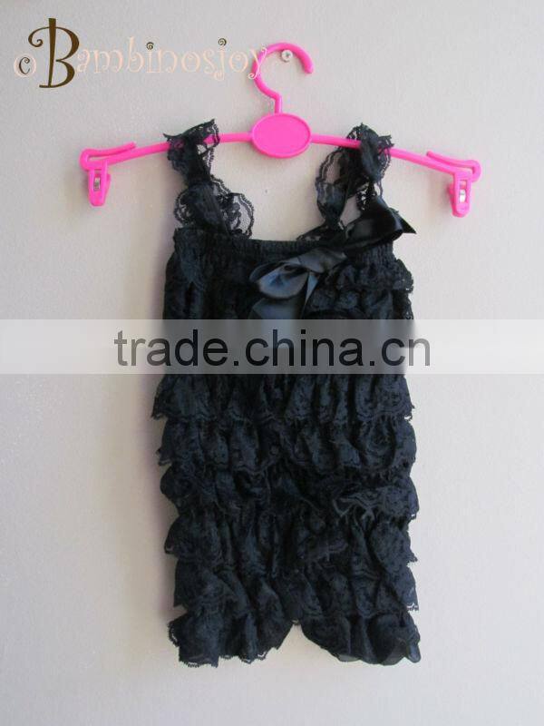 2013 High Quality Black Lace Petti Romper for Baby Girls Lovely Lace Petti Romper for Baby Girls
