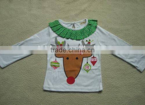 Children's Girls Xmas Outfit Deer Pattern Outfit Ruffle Kids Christmas Clothes