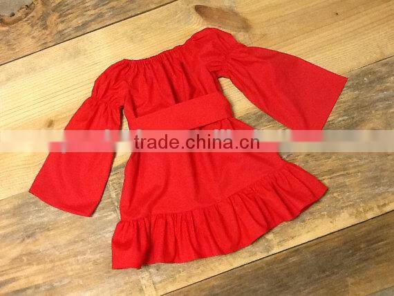 New Arrive! Kids Red Chevron Christmas Baby Girls Frill Dresses Frocks Design