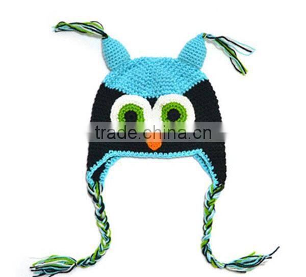 Fashion pattern free baby handmade owl crochet hat