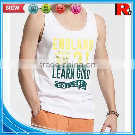 Alibaba china custom wholesale men polyester screen printed low cut tank tops for sale