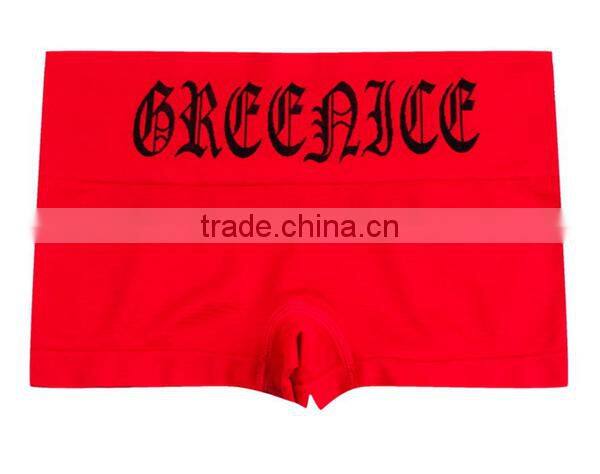 2017 Custom New Fashion Design Print Personalized Logo Breathable Lycra Cotton Sexy Sport Seamless Boyshort Women Underwear