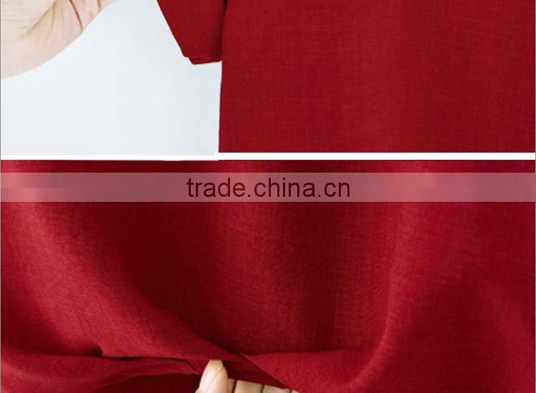 Hot sales European Plus size summer cool cotton solid color shirts for women blusa