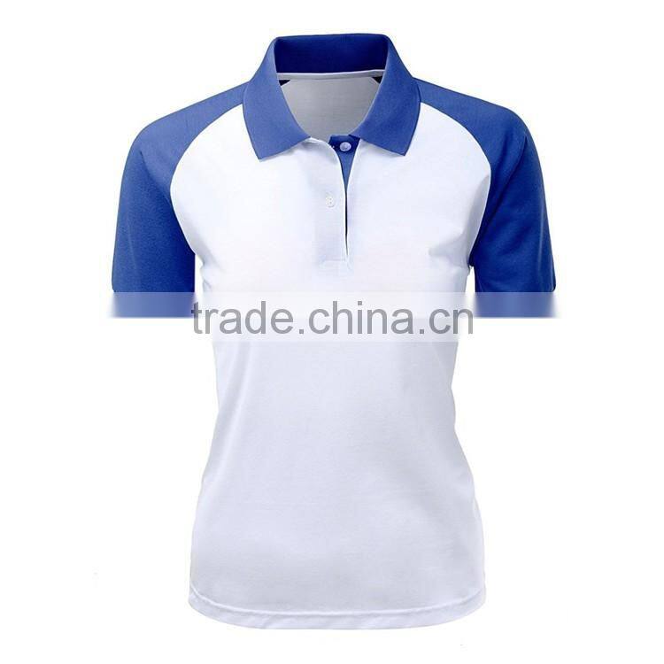 Women Slim Fit Sport Blank Blue And White 100 Polyester Microfiber Polo Shirt