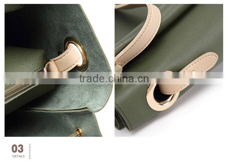 Army Green Metal Handle Handbag Fashion Messenger Bag