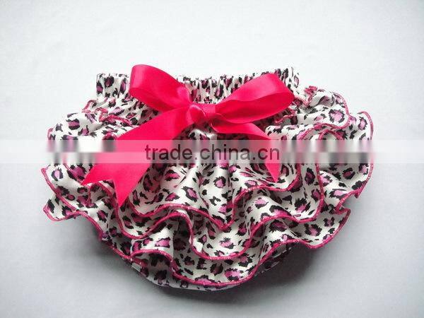 2014 Brightly painted Hot Pink Polka Dot Satin baby's Bloomer Lovely Girls Diaper cover with Bowknot kids petti Bow bloomer