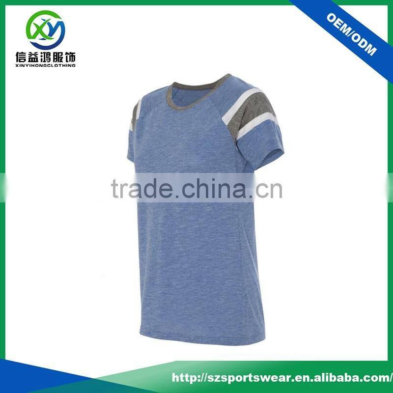 Fashion design contrast color raglan sleeve women's polyester t-shirt