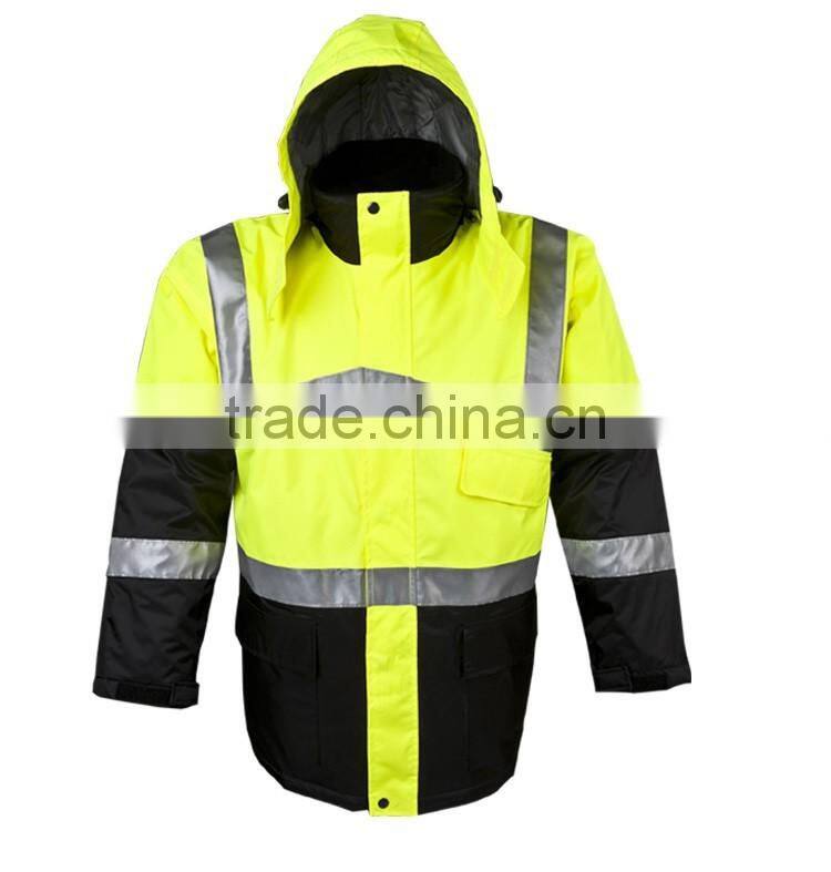 High visibility mens parka pass ANSI/ISEA 107-2010 class3 safety parka