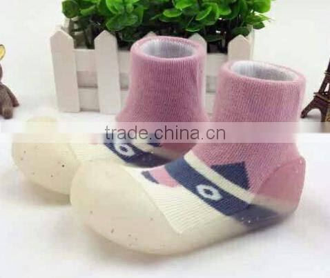 Anti-slide TPR sole baby socks, cotton sock shoes for baby
