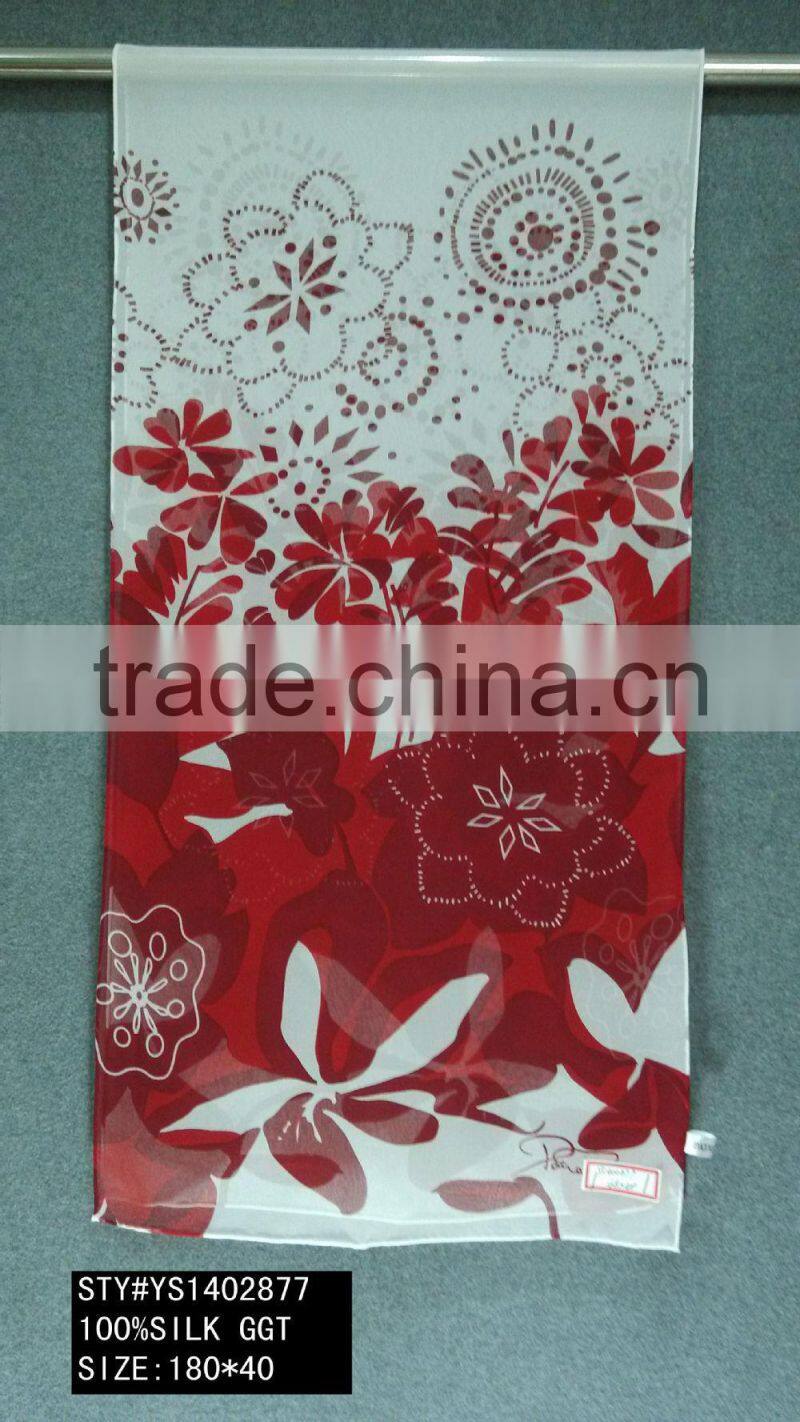 Lady Silk Scarf, Crepe GGT, Long Scarf, Tassels