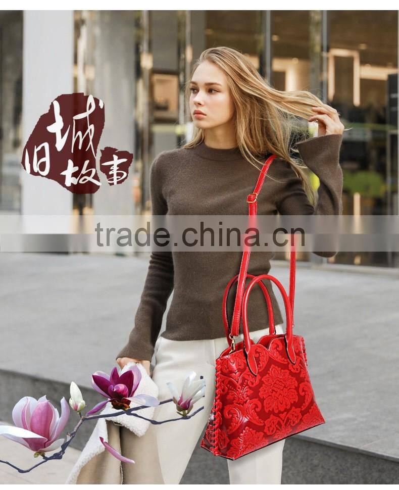 R1849H women's chinese style element handbag flower pattern PU leather purse handbags
