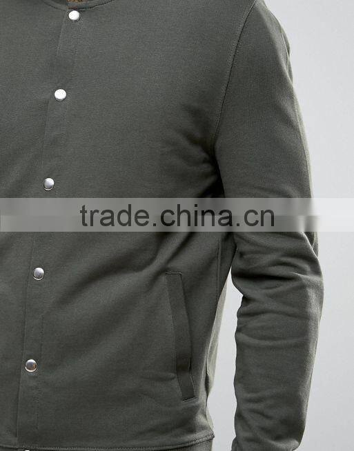 Men's Jersey Bomber Jacket With Snaps In Khaki