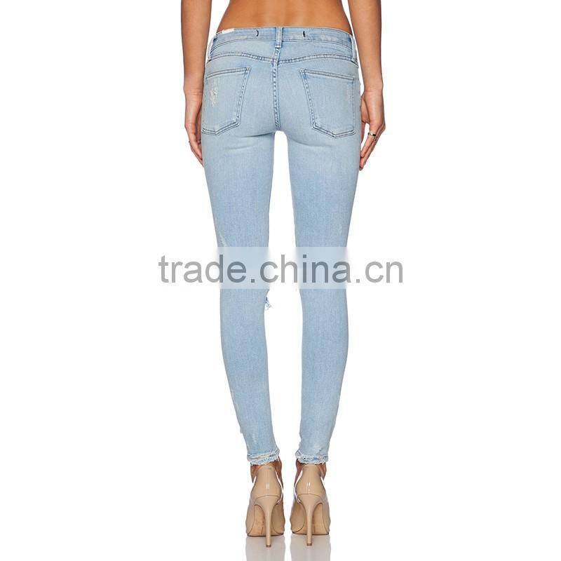 guangzhou New Fashion Girls distressed jeans pencil pants/trousers