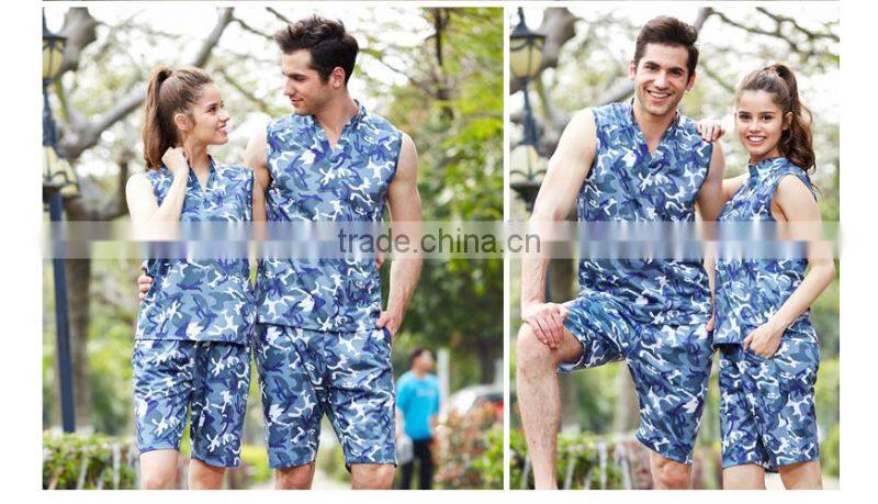 sports wear ,gym camo/camouflage sleeveless singlet/tank top couple turtleneck t shirt sets clothing