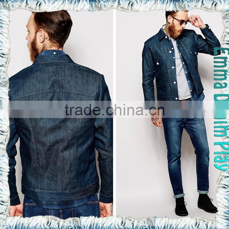 2016 Men's Retro Long Sleeve Button Up Top Design Best Jean Indigo Denim Jackets Wholesale