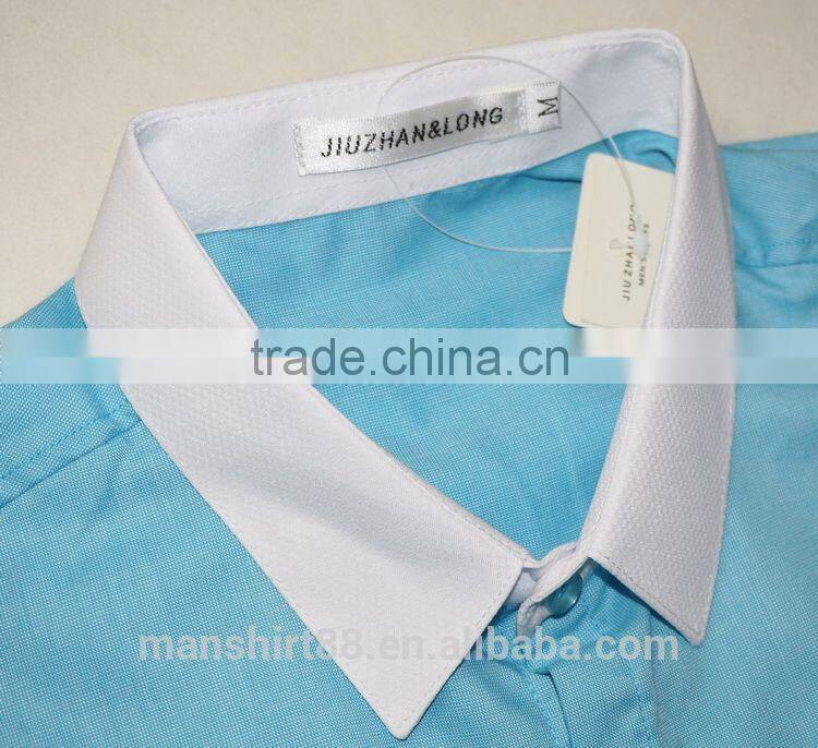 high quality contrast color half sleeve men dress shirt