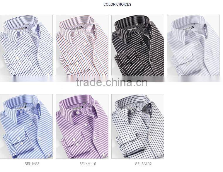 100% cotton classic fit stripe long sleeve mens shirt pocket style for oem