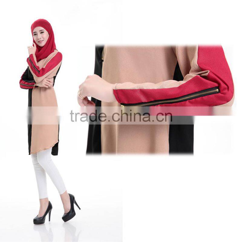 2017fashion Islamism girl's top casual chiffon shirt long sleeve blouses tops muslim women wholesale price from China