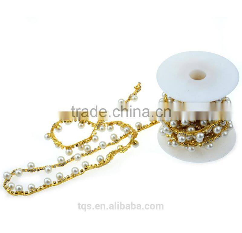 Cup Chain New Design Crystal Rhinestone &Pearl Chain Trimming