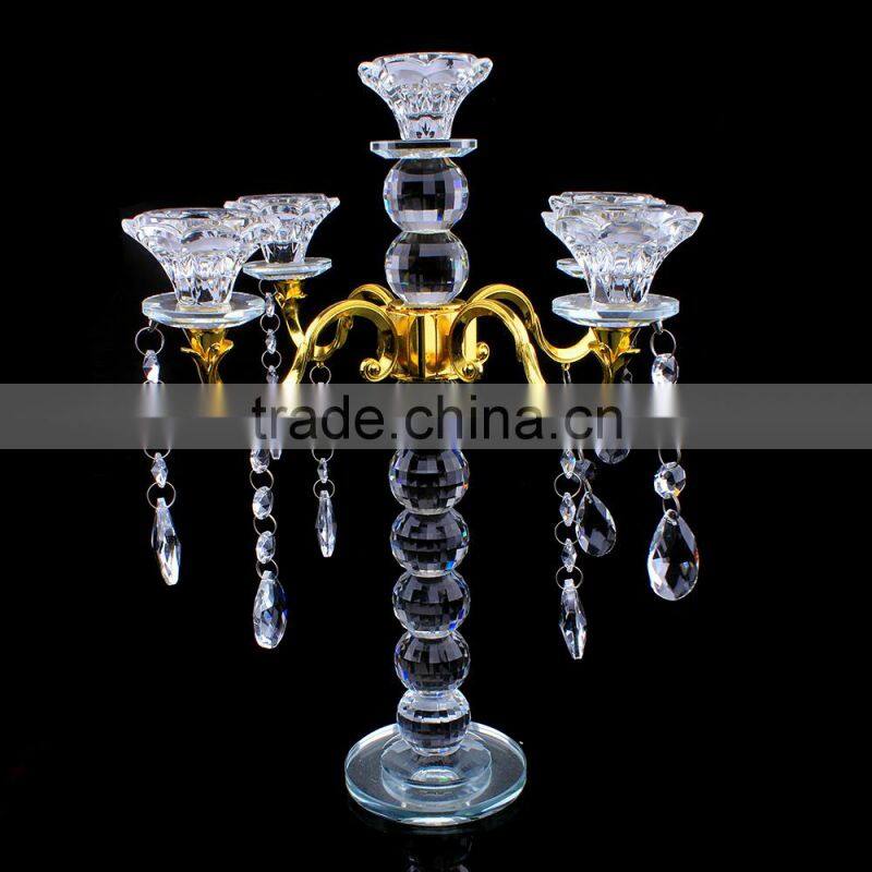 high quality 5 arms crystal centerpieces votives candle holders suitable for wedding decoration