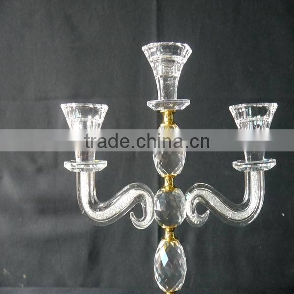Wedding Decorative Candelabra,Crystal With Golden Metal Candle Holder
