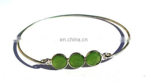 Natural Gemstone Bezel Set Four Stone Bangle/Hot sale women fashion bangle
