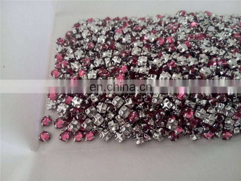 Flat Back Rose Rhinestones With Back Cross Claw Settings