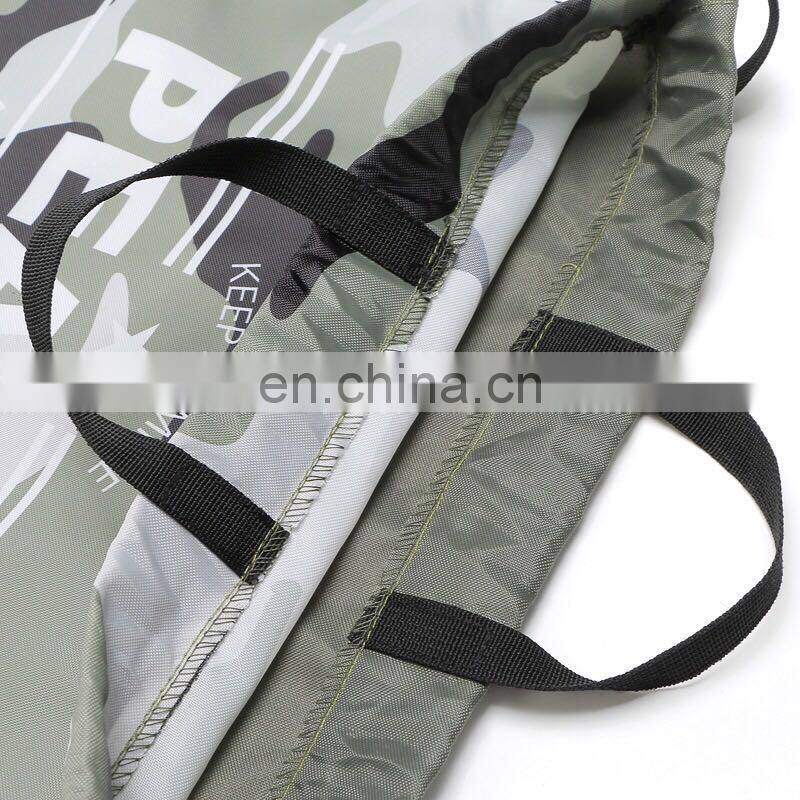Custom nylon waterproof camouflage sports drawstring backpack bag