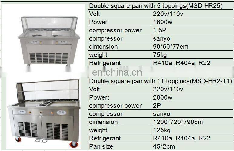 Thailand double pans frying ice cream roll fried ice cream roll machine
