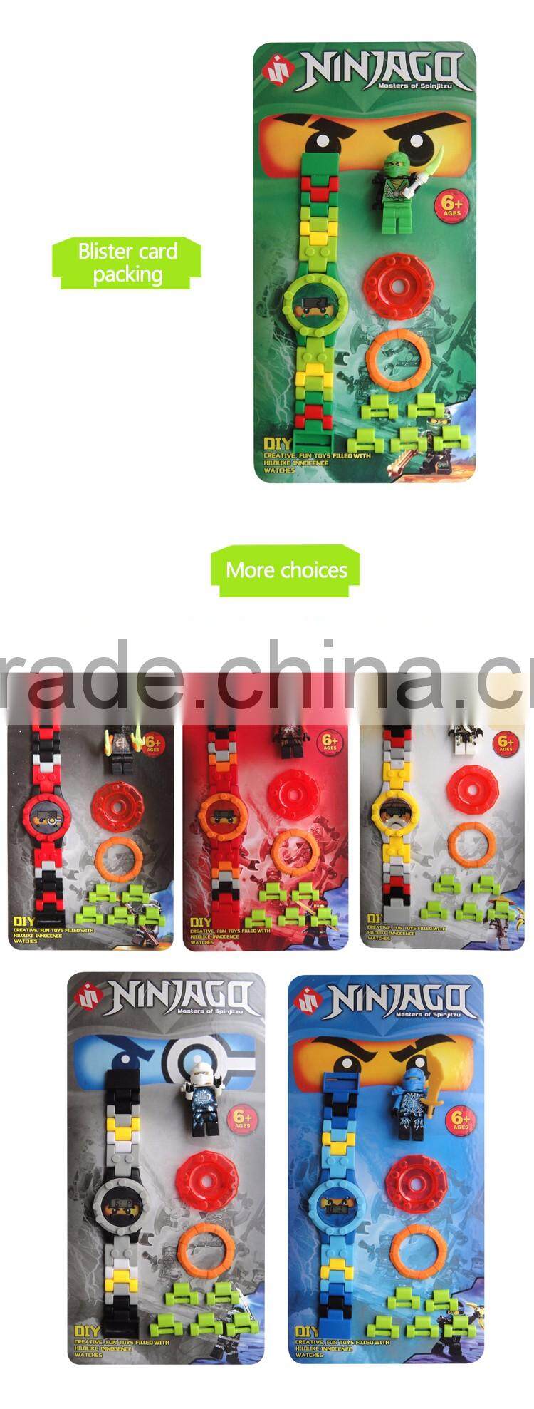 JSTOYS funny plastic building block electronic watch with minifigures for kids