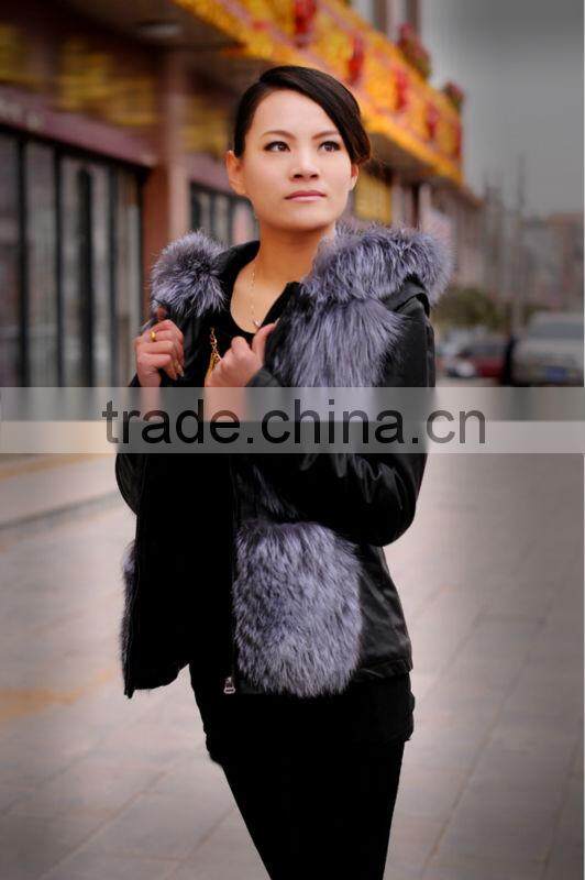 Great Fashion Sexy Women Silver Fox Coat