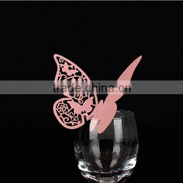 Table Wine Glass Name Place Card Wedding Party Laser Cut Butterfly White SC111