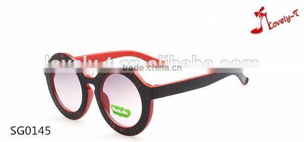 hot selling kids children lovely cute round sunglasses with laser etching letters