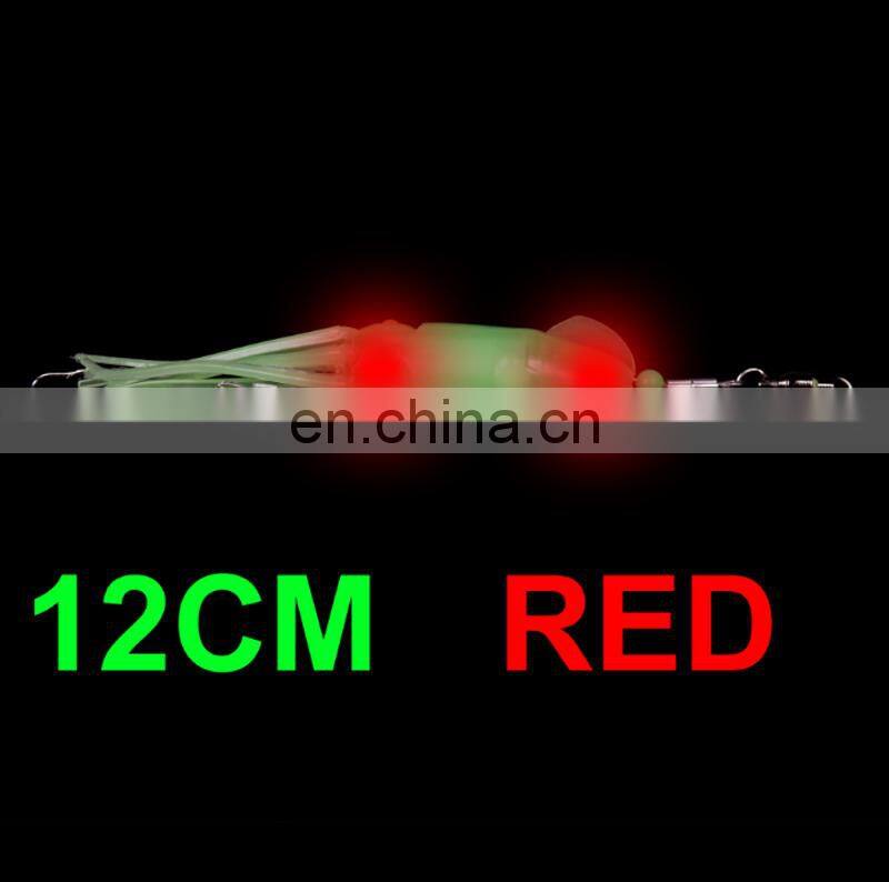 12cm 12g Trolling Sea Fish Lures Luminous Octopus artificial bait for fishing LED Light Electronic squid bait