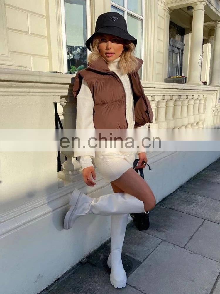 Wholesale custom LOGO ladies fall/winter stand-up collar padded down cotton vest vest sleeveless waistcoat plus size jacket