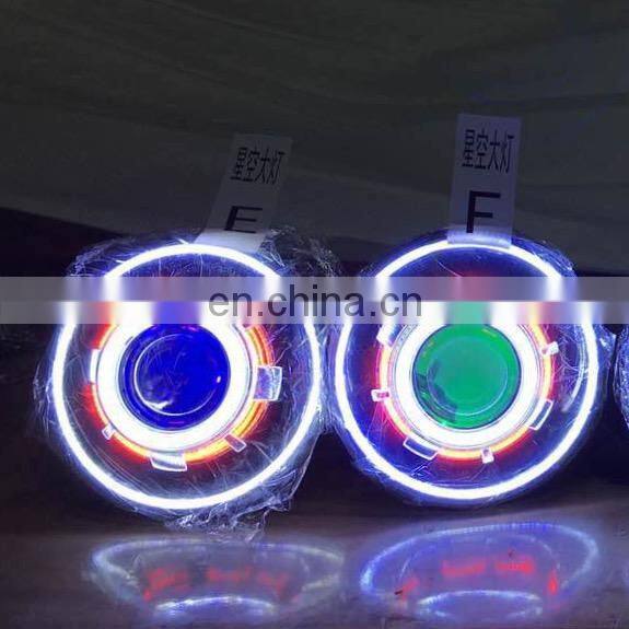 Lantsun 7 inches LED Headlight/HID starry headlights with Devil Demon eye and led Angel halo for JEEP JK 8 color